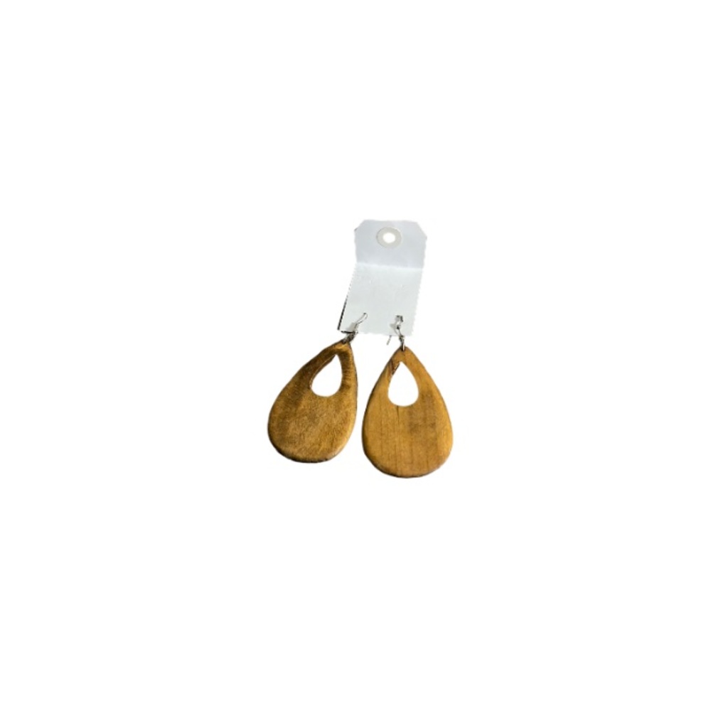 🆕 Handmade Boho Dangly Brown Wooden Teardrop Earrings